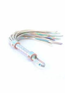 Cosmo Bondage Flogger holograficzny bat winylowy z regulowanym uchwytem Rose Gold