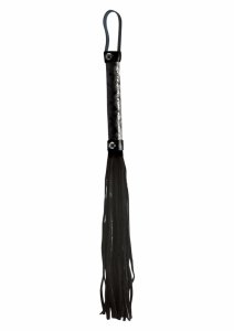 Sportsheets Whip czarny bat z winylu i skóry, długość 45 cm, ergonomiczny uchwyt