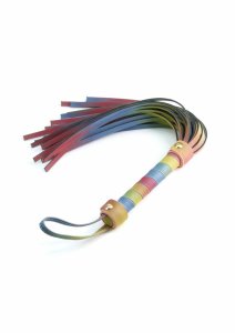 Spectra Bondage Flogger czarny bat z ergonomiczną rączką i metalowymi wykończeniami