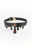 Fetish & Fashion Elvira Collar regulowany kołnierz z ozdobnym rubinem i złotym detalem