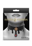 Fetish & Fashion Elvira Collar regulowany kołnierz z ozdobnym rubinem i złotym detalem