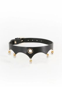 Fetish & Fashion Jezebel Collar regulowany kołnierz z perłami i złotymi akcentami 29-40cm