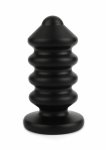 Mr. Steel Ass Blaster Small stalowy korek anatomiczny, czarny mat, żebrowana tekstura, S