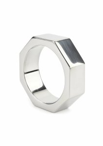Mr. Steel Nut C-Ring 40mm stalowy pierścień anatomiczny, sześciokątny industrialny design