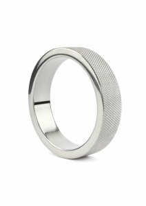 Mr. Steel CrissCross C-Ring 55mm stalowy pierścień anatomiczny, teksturowana powierzchnia, ergonomiczny