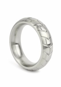 Mr. Steel MeGa Tire C-Ring 40mm stalowy pierścień satynowy, wzór bieżnika, anatomiczny kształt