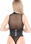 PVC Front Waist Cincher czarny pas modelujący z elastycznym tyłem i napami M/L