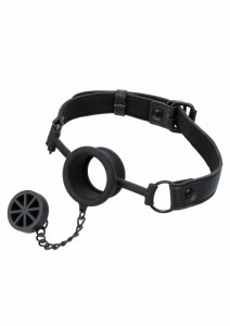 CalExotics Stopper Gag silikonowy z otworem 3,75 cm i regulowanym paskiem, czarny