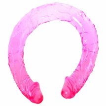 BAILE Double Dong 44,5 cm – elastyczny model dwustronny, żelowy, różowy
