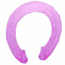 BAILE Double Dong liliowy 44,5 cm – elastyczny model dwustronny, żelowy, anatomiczny