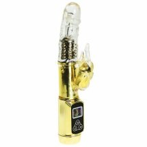 BAILE Rabbit Siberia Passion Gold – wibrator rotacyjny LED, złoty, 5 prędkości, wodoodporny