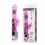 BAILE Rabbit Throbbing Butterfly – maszyna intymna USB, 12 trybów, podwójna rotacja, fioletowa