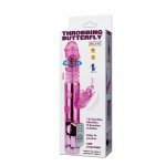 BAILE Rabbit Throbbing Butterfly – maszyna intymna USB, 12 trybów, podwójna rotacja, fioletowa