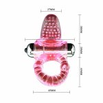 BAILE Sweet Abs 10 Rhythms – różowy pierścień wibracyjny, ABS/TPR, 10 trybów, 4,6 cm