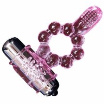 BAILE Pierścień silikonowy – 10 trybów wibracji, różowy, podwójna strefa stymulacji