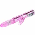 Baile Rabbit Throbbing Butterfly – wibrator obrotowy, pulsacja, 5 trybów, USB, silikon/TPE
