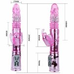 Baile Rabbit Throbbing Butterfly – wibrator obrotowy, pulsacja, 5 trybów, USB, silikon/TPE