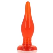 BAILE Korek analny Soft Touch czerwony 14,2 cm, aksamitna powierzchnia, przyssawka