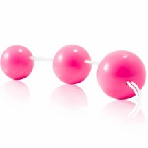BAILE Pasek kulki intymne ABS różowe 20 cm, 3 sztuki, pierścień do wyjmowania