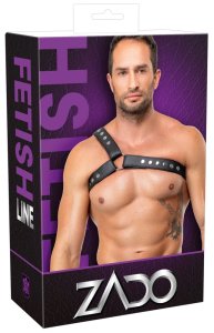 ZADO Men's Leather Harness XL-2XL czarna skórzana uprząż męska, regulowana, bydlęca