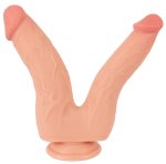 Nature Skin Bendable Double Penetrator elastyczny model TPE, podwójny, przyssawka, 20/19 cm