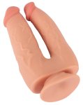 Nature Skin Bendable Double Penetrator elastyczny model TPE, podwójny, przyssawka, 20/19 cm