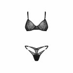 Obsessive Olianna 2-Piece Set Black 2XL/3XL – komplet z koronką, regulacja i ozdobne detale