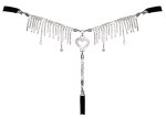 Cottelli LINGERIE String Rhinestones S-L czarny z koronką, kryształkami i sercem
