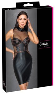 Cottelli PARTY Dress Net M – sukienka z matowym wykończeniem, siateczką i miedzianymi akcentami