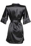 Christine le Duc Kimono Sensuality satynowe z koronką czarne L/XL, pasek, eleganckie