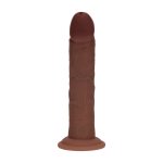 Dual Density Silicone Curved Vibrator z Przyssawką 20,3 cm Brązowy – dwuwarstwowy, system wibracji