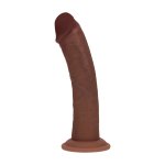 Dual Density Silicone Curved Vibrator z Przyssawką 20,3 cm Brązowy – dwuwarstwowy, system wibracji