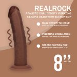 Dual Density Silicone Curved Vibrator z Przyssawką 20,3 cm Brązowy – dwuwarstwowy, system wibracji