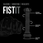 Vibrating Realistic Wave Rider Black – silikonowy model anatomiczny z wibracją, czarny