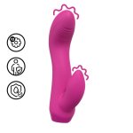 Mini Curved Rabbit Vibrator Pink – masażer dwusilnikowy silikonowy, zakrzywiony