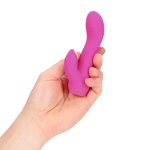Mini Curved Rabbit Vibrator Pink – masażer dwusilnikowy silikonowy, zakrzywiony