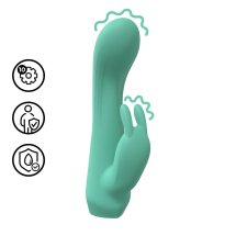 Mini Dual Rabbit Vibrator Green – kompaktowy masażer dwusilnikowy, zielony