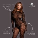 Le Desir Roxy Leopard Cat Suit Open Knit czarny, uniwersalny S-XL, wzór panterka