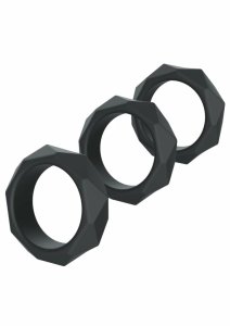 HIDDEN DESIRE Heavy C-Ring Set – silikonowy komplet pierścieni EXTREME, czarny