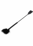 Crop Whip Feather Tickler dwustronny bat z piorkiem, ergonomiczny uchwyt, skora PU, 40 cm