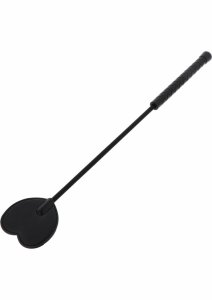 Crop Whip Heart – bat PU, końcowka serce, 45 cm, czarny, ergonomiczny uchwyt