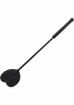 Crop Whip Heart – bat PU, końcowka serce, 45 cm, czarny, ergonomiczny uchwyt