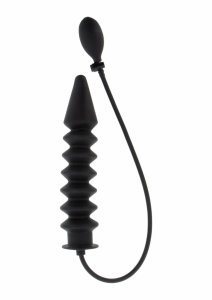 EXTREME Inflatable Ribbed Plug Expert silikonowy, pompowany model z żebrowaniem, czarny