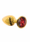 Taboom Plug With Diamond Jewel S anatomiczny złoty model z czerwonym kryształem, aluminium