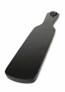 Hidden Desire Genuine Leather Spank Paddle skórzana płetwa do masażu, czarna, bydlęca skóra
