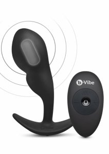 b-Vibe P-Spot SnugPlug Medium silikonowy model z pilotem, system wibracji, czarny