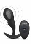 b-Vibe P-Spot SnugPlug Medium silikonowy model z pilotem, system wibracji, czarny