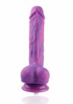 Hismith KlicLok Dildo 19 cm fioletowy, silikonowy, system KlicLok, teksturowana powierzchnia