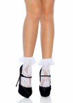 Leg Avenue Liora Socks białe skarpetki z koronki i falbanką, uniwersalne