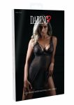 Lace Babydoll and String komplet z koronką, wzorem serc i fiszbinami, czarny M/L